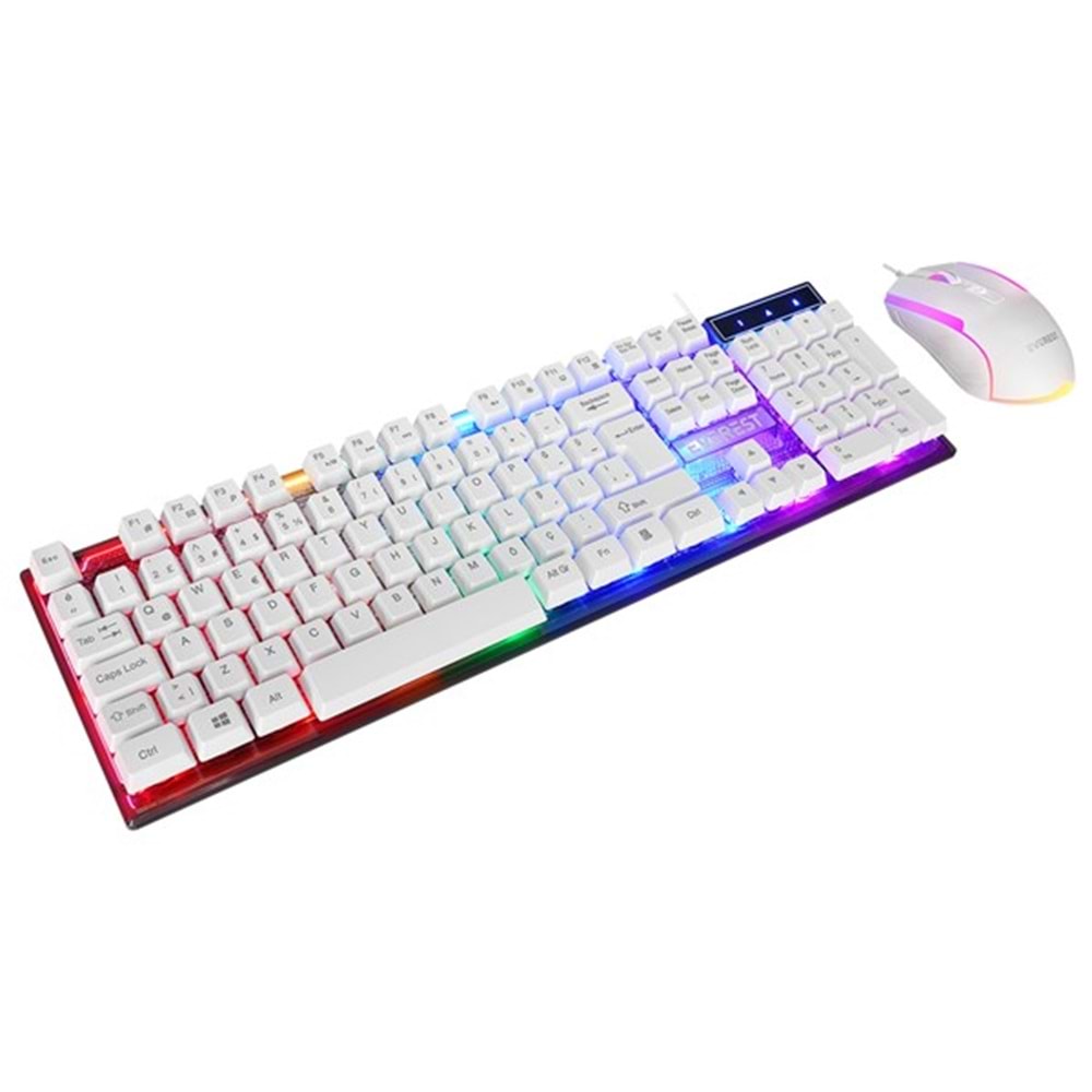 EVEREST KM-198 Kablolu USB Q Trk Beyaz Gaming Klavye - Mouse Set