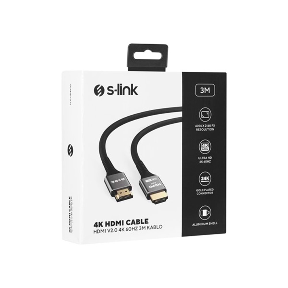 S-LINK 3metre SLX-HD4K03 HDMI Kablo Metal v2.0