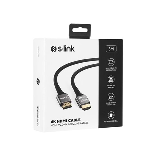 S-LINK 3metre SLX-HD4K03 HDMI Kablo Metal v2.0