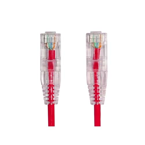 AGER 0.15metre CAT6 Utp Slim AWG28 AC-602-0015/R Kırmızı LSZH Patch Kablo (10'lu Paket)