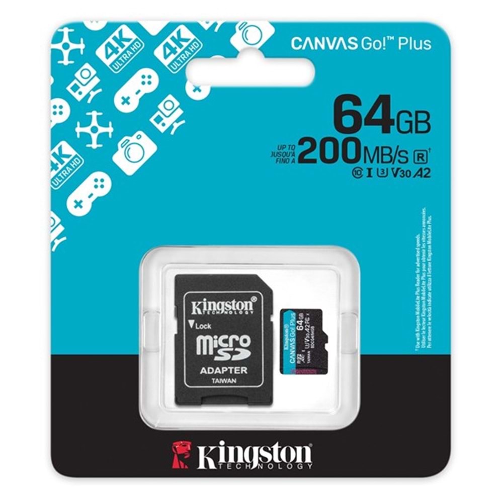 KINGSTON 64GB Micro SD Kart CANVAS GO+ SDCG4/64GB