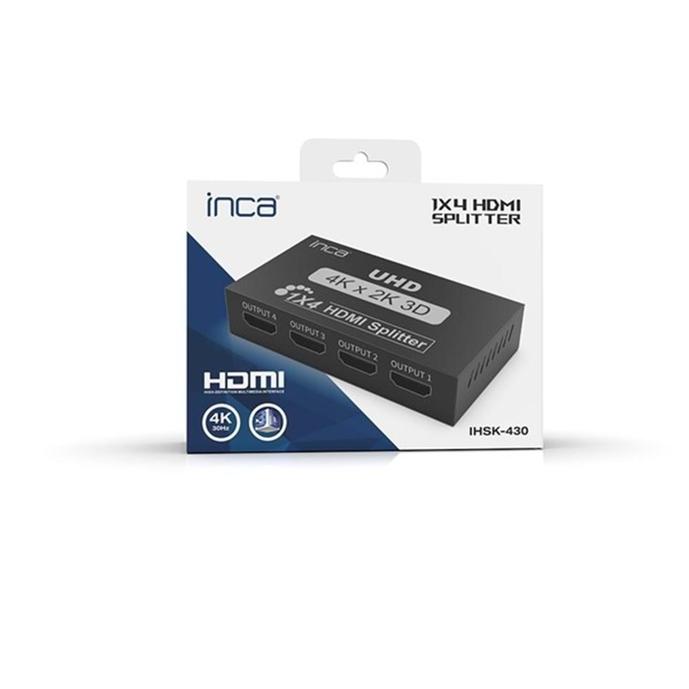 INCA 1port IHSK-430 1port HDMI (giriş) 4port HDMI (çıkış) 4K HDMI Splitter