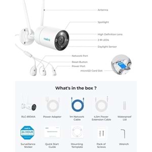 REOLINK 8MP Bullet 2.8mm Wıfı Kablosuz IP Kamera IP67 RLC-810WA