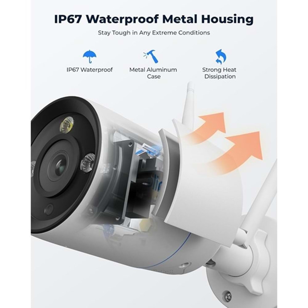 REOLINK 8MP Bullet 2.8mm Wıfı Kablosuz IP Kamera IP67 RLC-810WA