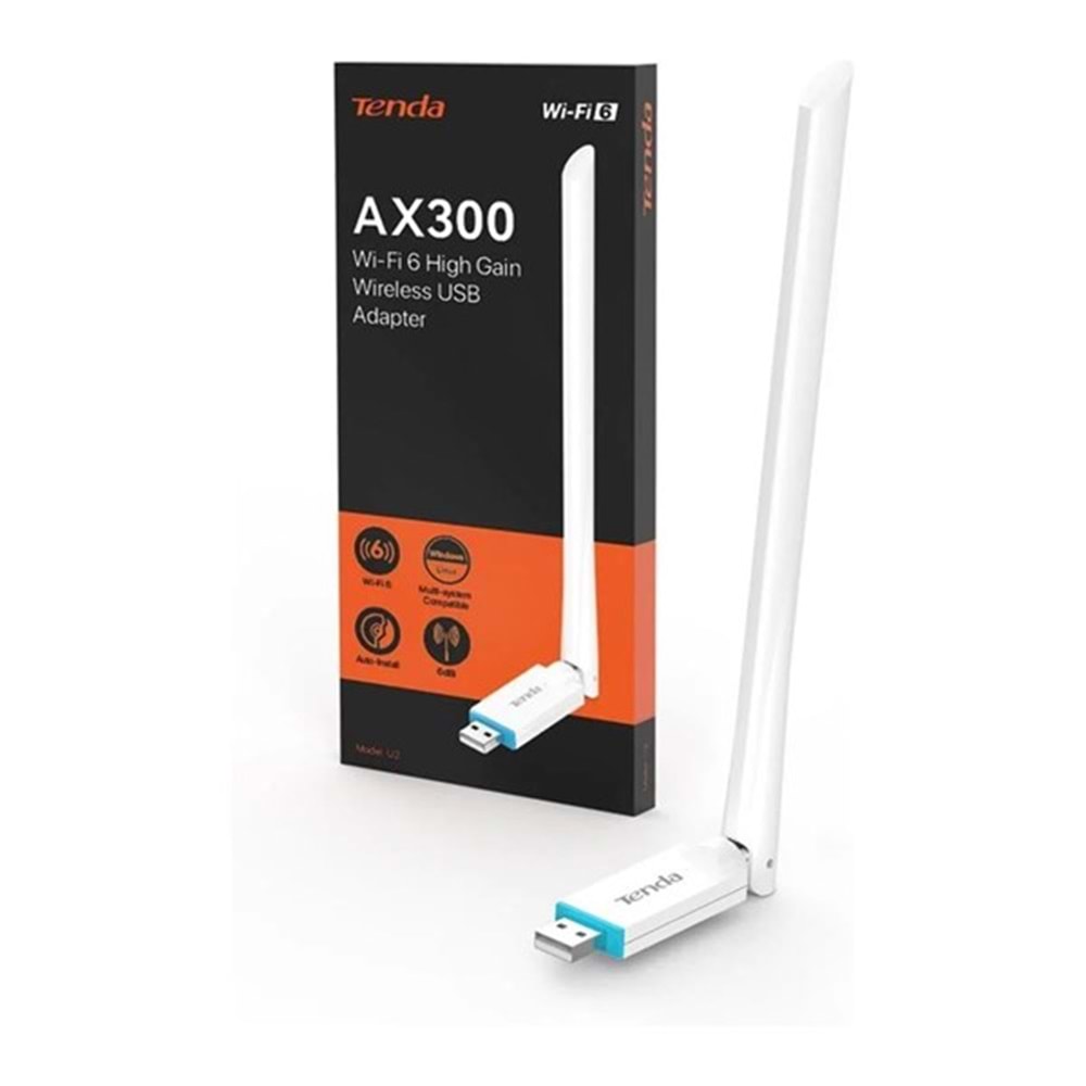 TENDA U2 AX300 WIFI-6 USB 2.0 Kablosuz Adaptör