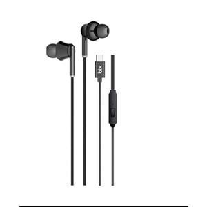 BIX HF01C-BK Type-C Siyah 14MM EXTRA BASS KULAKİÇİ Mikrofonlu Kulaklık