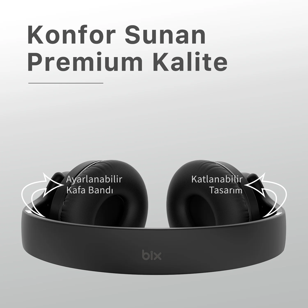 BIX BH2-BK Siyah Soundcraft BH2 Katlanabilir Kablosuz Kulaklık