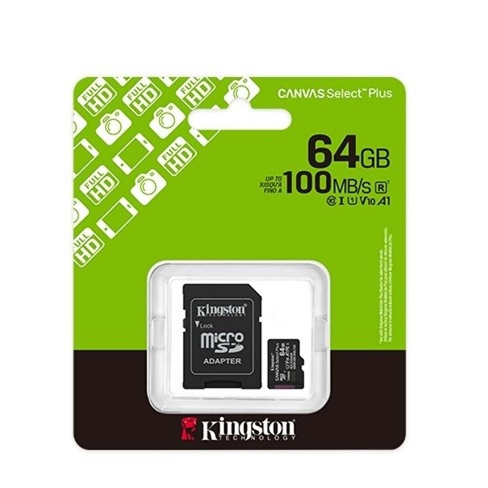 KINGSTON 64GB Micro SD Kart Canvas Select Plus SDCS3/64GB