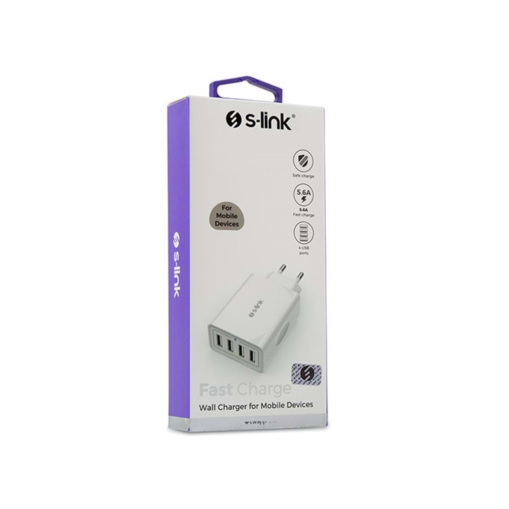 S-LINK Swapp SW-C8 4*USB 5V 5.6A Ev Şarj Adaptör