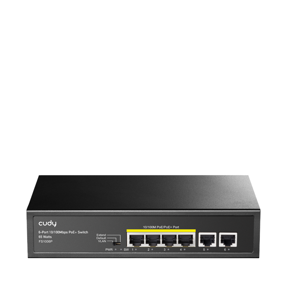 CUDY 6port-4Port PoE 60w 10/100 Yönetilemez Metal Kasa Switch FS1006P 