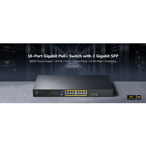 CUDY 16port PoE 200w 2-SFP Gigabit Yönetilemez Switch GS1020PS2