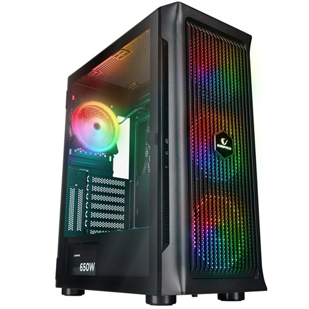 RAMPAGE 650W 80+ PROLIX MESH 4-RGB FANLI GAMING MID-TOWER PC KASASI