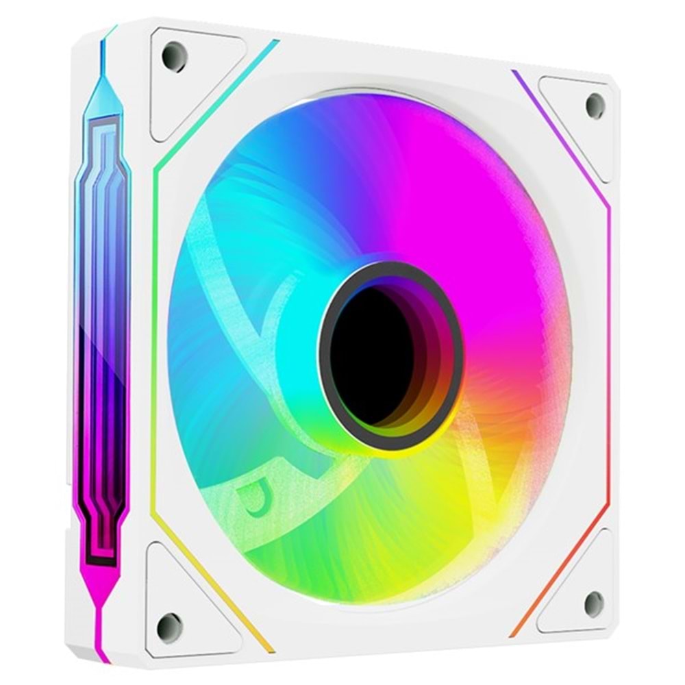 Rampage 7C-120B 120*120*25mm Double Ring Aynalı ARGB Beyaz Kasa Fanı