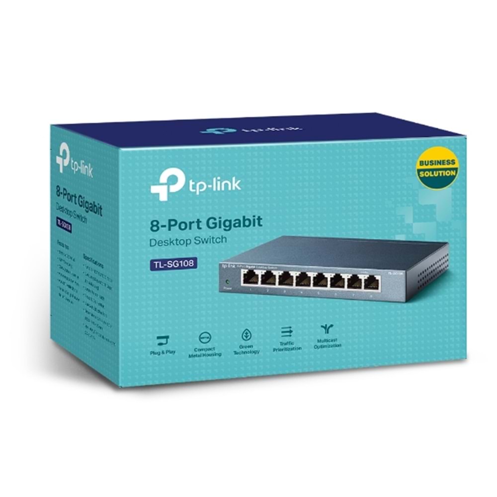 TP-LINK 8port Gigabit Yönetilemez Switch Çelik Kasa TL-SG108
