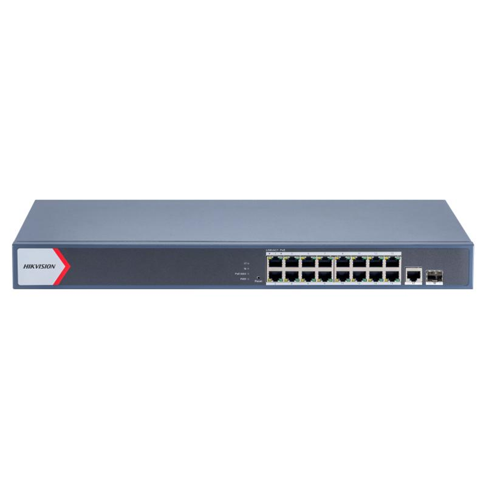 HIKVISION 16port PoE 230w 1-SFP 1-Uplink Gigabit Yönetilebilir Switch DS-3E1518P-EI/M