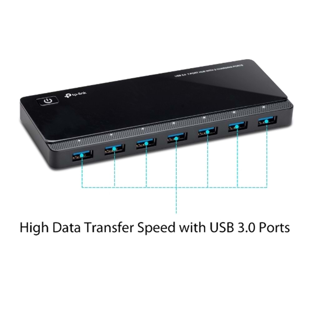 TP-LINK UH720 7port USB 3.0 Siyah USB Çoklayıcı Hub Adaptörlü