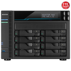 ASUSTOR 8diskli Atom QC-16GB RAM-2-10Gbe Nas Server AS6508T (44385)