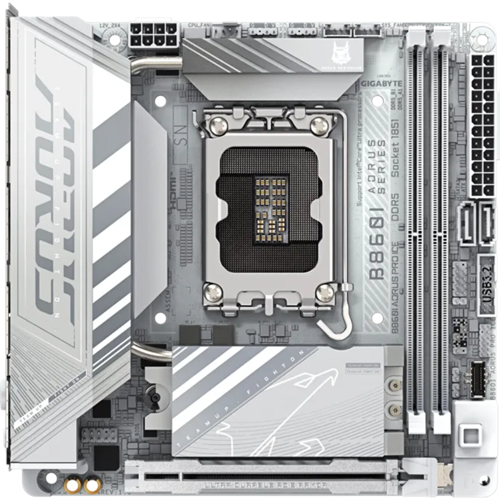 GIGABYTE B860I AORUS PRO ICE DDR5 HDMI-DP TYPEC PCIE 5.0 1851p mITX BEYAZ