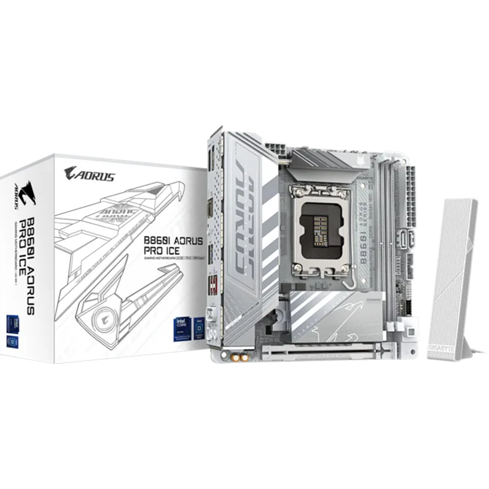 GIGABYTE B860I AORUS PRO ICE DDR5 HDMI-DP TYPEC PCIE 5.0 1851p mITX BEYAZ