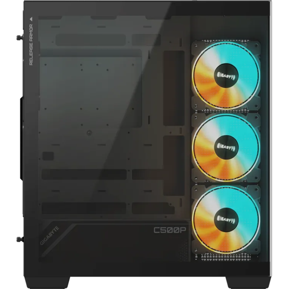 GIGABYTE C500 Panoramic Stealth Ön ve Yan Paneli Temperli Cam 4x ARGB Fanlı Gizli Konnektör Uyumlu Siyah Mid Tower Kasası