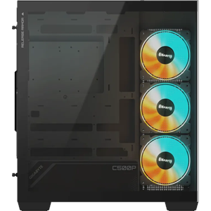 GIGABYTE C500 Panoramic Stealth Ön ve Yan Paneli Temperli Cam 4x ARGB Fanlı Gizli Konnektör Uyumlu Siyah Mid Tower Kasası