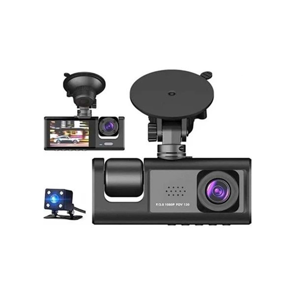 Daytona Carboon T717 araç içi ön+arka+iç kayıt kamera