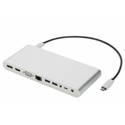 DIGITUS DA-70864 10'lu USB Type-C Docking Station (Giriş:USB Tip-C =>Çıkış:4*Tip-A+HDMI+Audio+Tip-C+ VGA+D.Port+RJ45)