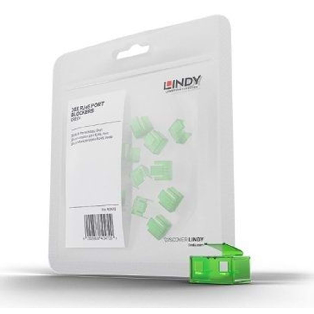 LINDY LIN-40473 USB PORT KİLİDİ,YEŞİL(20'Lİ PAKET)