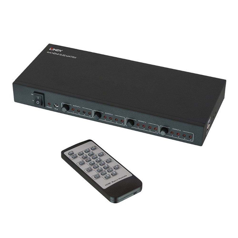 Lindy LIN-38152 4*4 HDMI 4K UHD Matrix switch+kuma kumanda