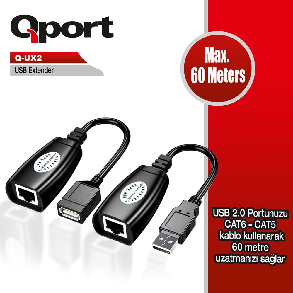 Qport Q-UX2 USB 60m CAT 5-6 uzatma cihazı
