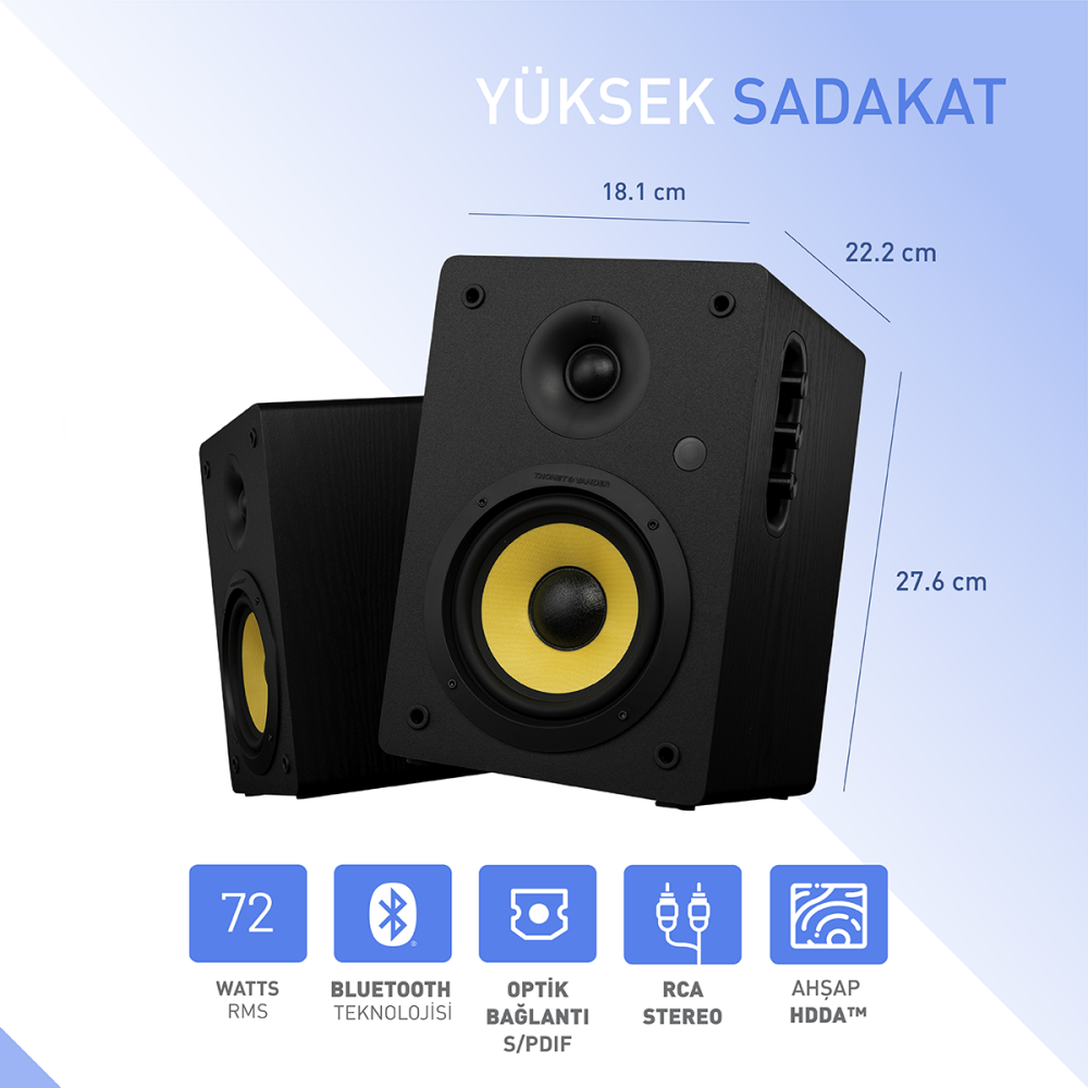 Thonet & Vander KÜRBIS 2.0 72W Cinema Siyah Speaker - 2.0 Sistem - 72W RMS