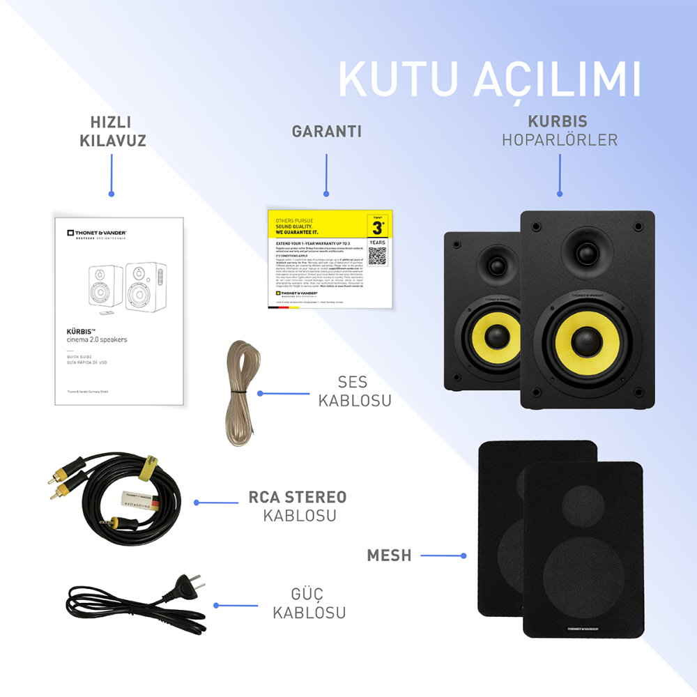 Thonet & Vander KÜRBIS 2.0 72W Cinema Siyah Speaker - 2.0 Sistem - 72W RMS