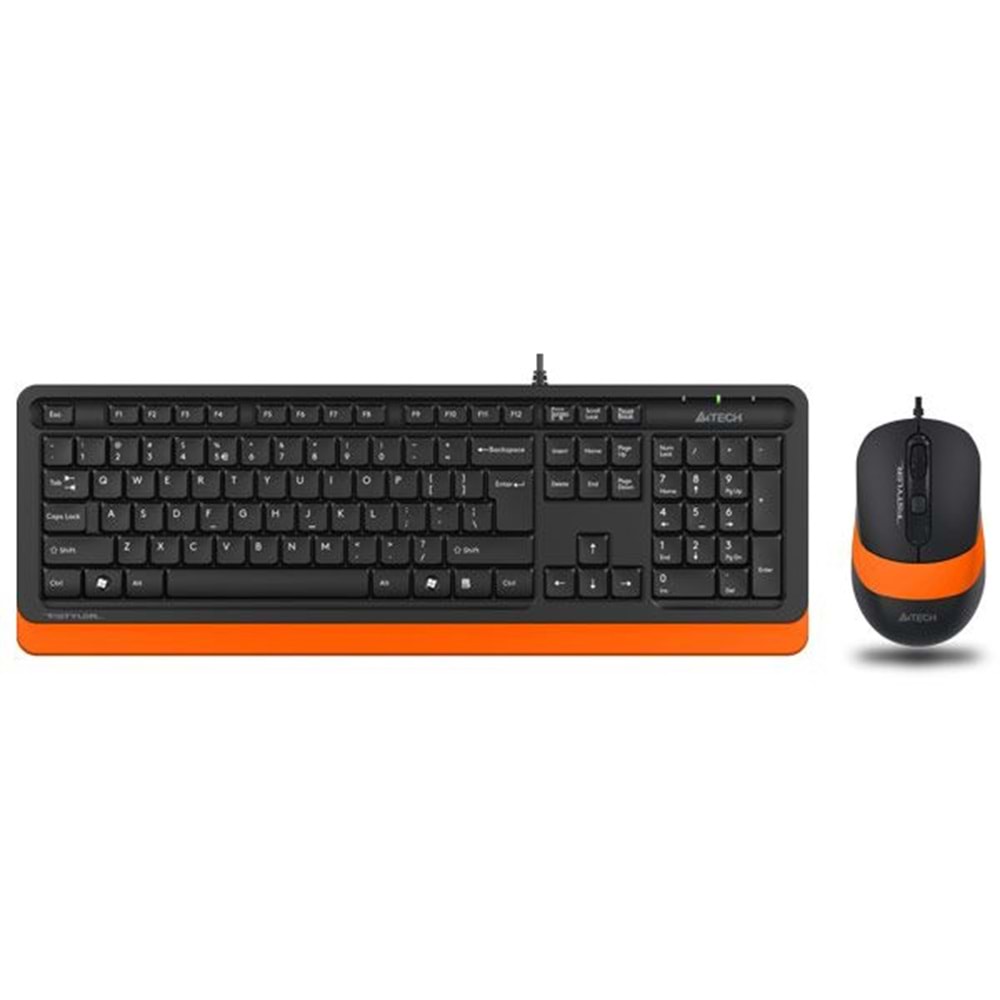 A4 Tech F1010 USB Q Klavye-mouse siyah-turuncu set