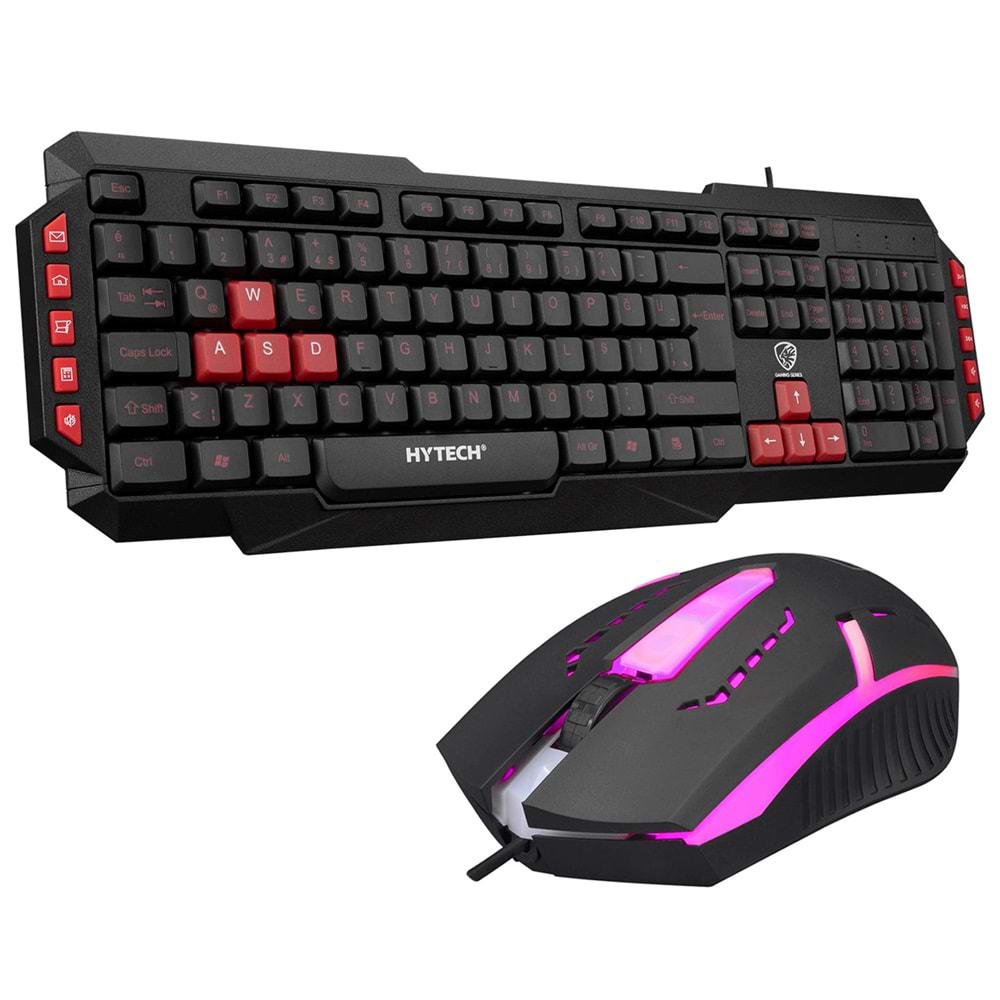 Hytech HYK-46 GAMY USB Q klavye-mouse kırmızı- siyah set