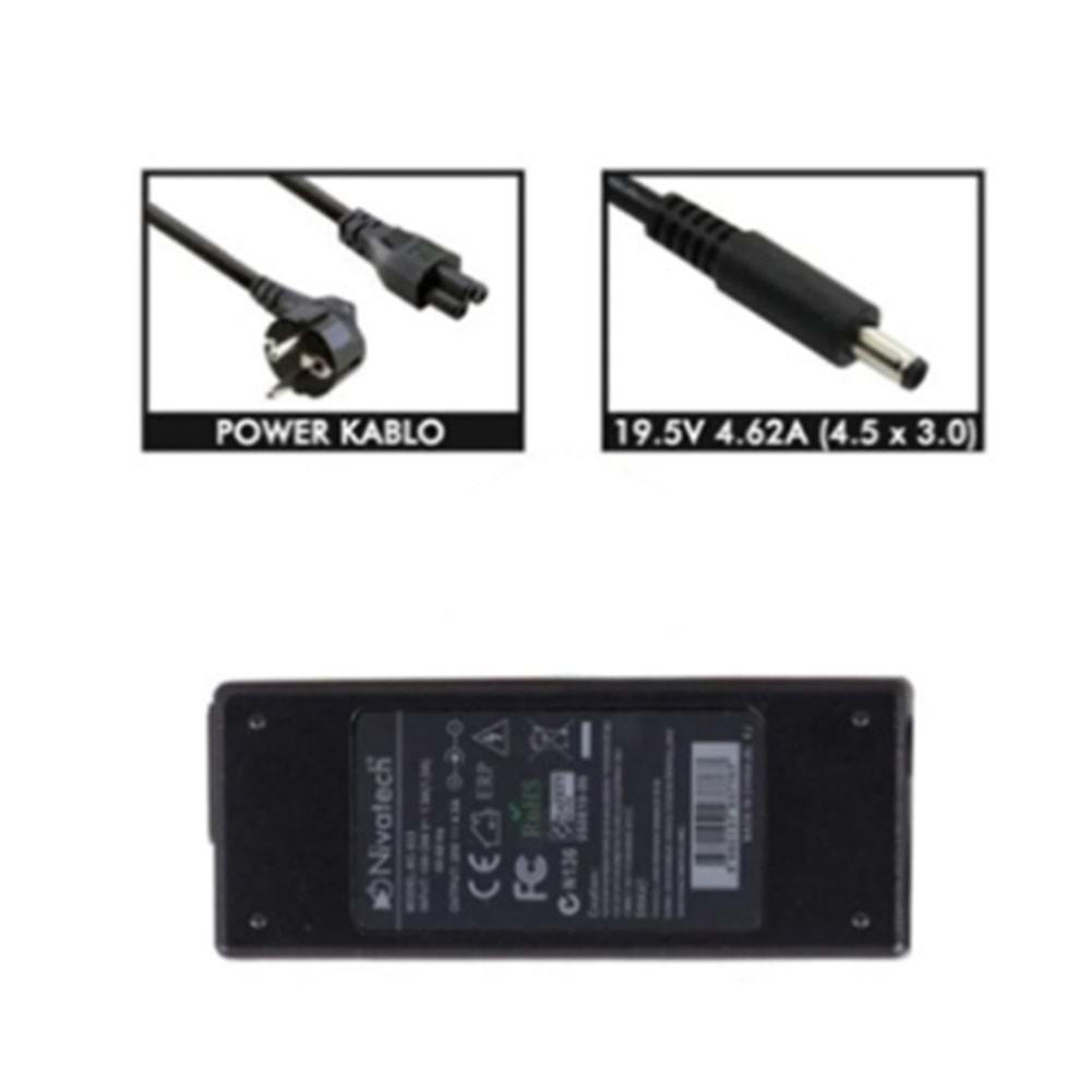 Nivatech BC904 DELL 19,5V 4,62A (4.5*3.0mm) Adaptö