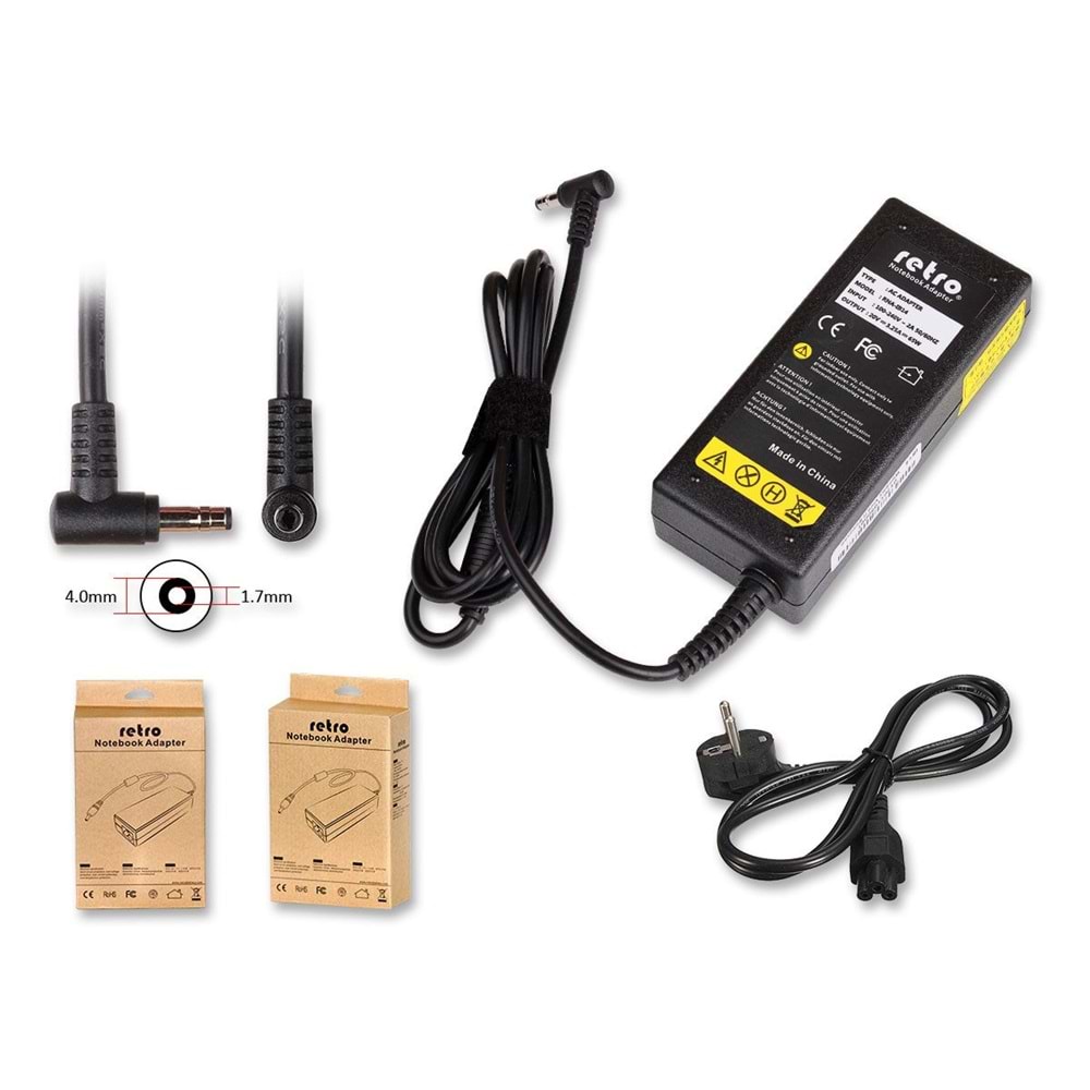 Retro Lenovo 65W 4.0x1.7mm notebook adaptör