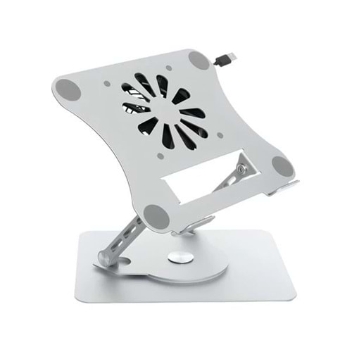 Daytona J41 360° Döner metal fanlı notebook stand, açık gri