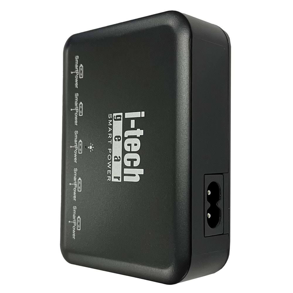 i-tech ITG-USC02 1,2m 5USB AKILLI ŞARJ,8A 40W,SİYA SİYAH