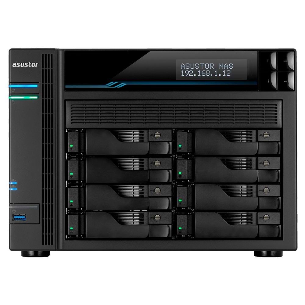 Asustor AS6508T Nas Kayıt Cihazı (8GB Ram) 2*M.2 (8 Disk Yuvalı) Tower Tipi Max:64GB Ram Kapasitesi