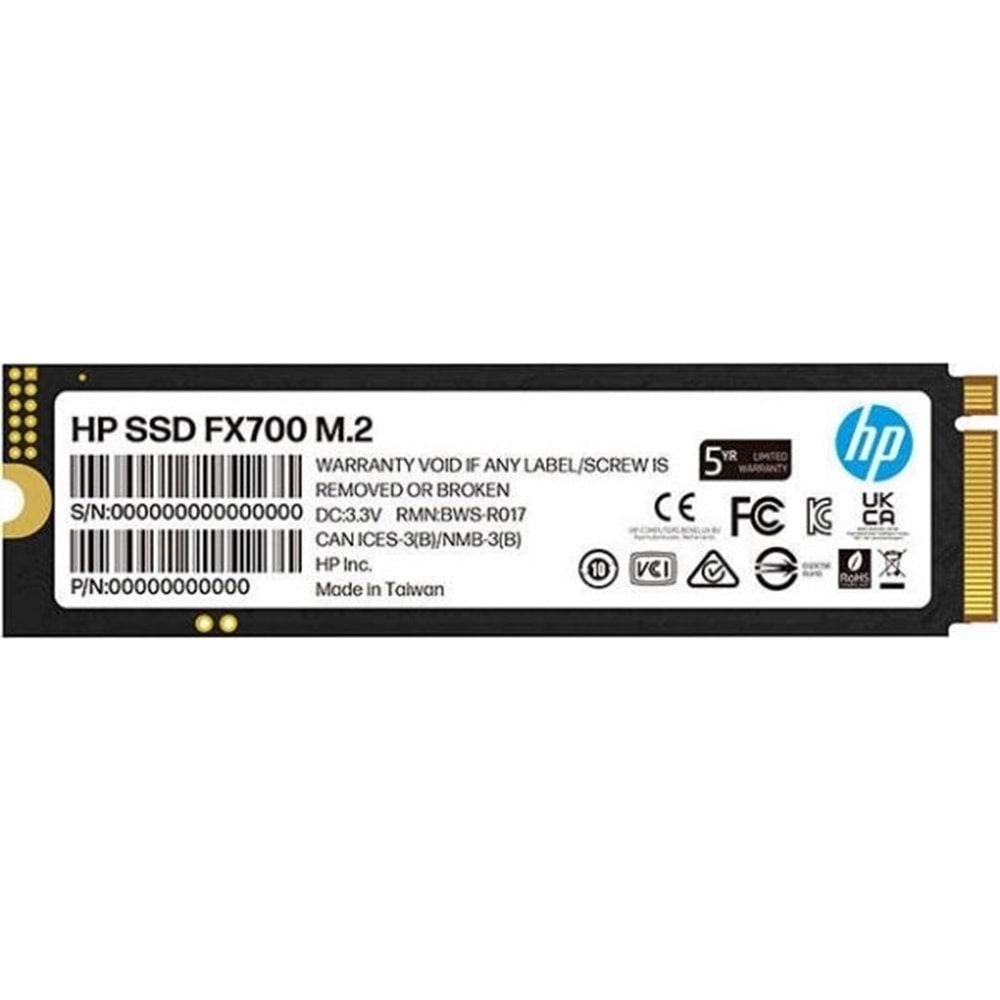 Hp Ssd FX700 4TB Pci-E Nvme M.2 7200MB/s-6200MB/s (PlayStation 5 Uyumlu) (Model:8U2N7AA) (Boyutları:2280)