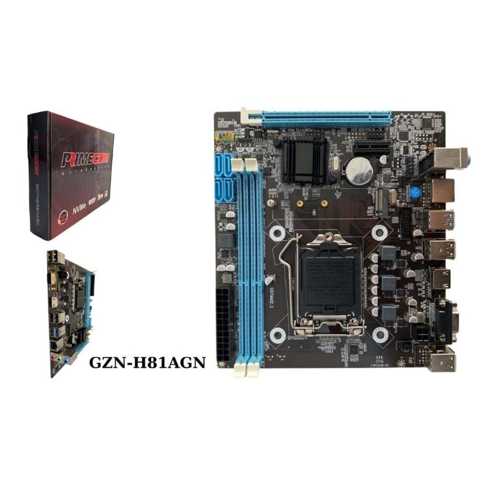 PRIMECOM GZN-H81AGN 1150P DDR3 HDMI,VGA M2 NVME KUTUSUZ