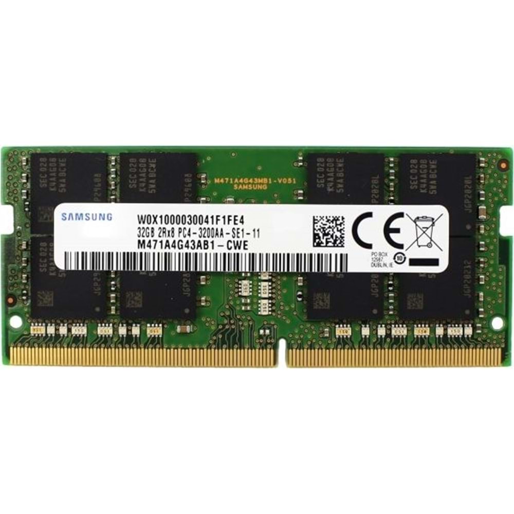 Samsung 32GB Ddr4 3200Mhz Sodimm 1,2V Ram (Moel : M471A4G43AB1-CWE) kutusuz