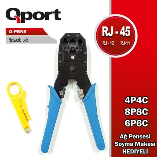 Qport Q-PEN5 RJ11/12/45 Sıkma pensesi+sıyırma ap.