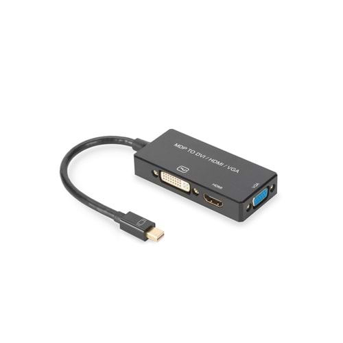 Digitus AK-340419-002-S 20cm DP=>3'lü HDMI+DVI+VGA DVI Dişi + VGA Dişi, Siyah Renk, Altın Kaplama