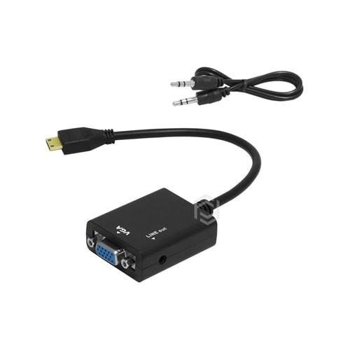 Frisby FA-6672C Mini HDMI-=>VGA+Ses Aktif-analog (Ses Kablosu İçinde)(Dijital'den Analoga Çevirici)