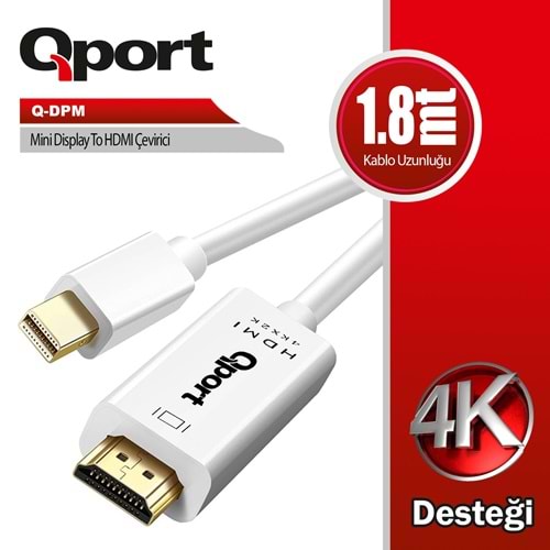 Qport Q-DPM 1,8m Mini DP=> HDMI çevirici kablo