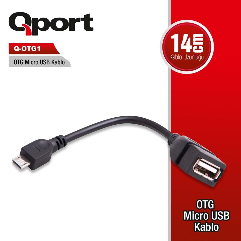 Qport Q-OTG1 15cm OTG=>Micro USB çevirici