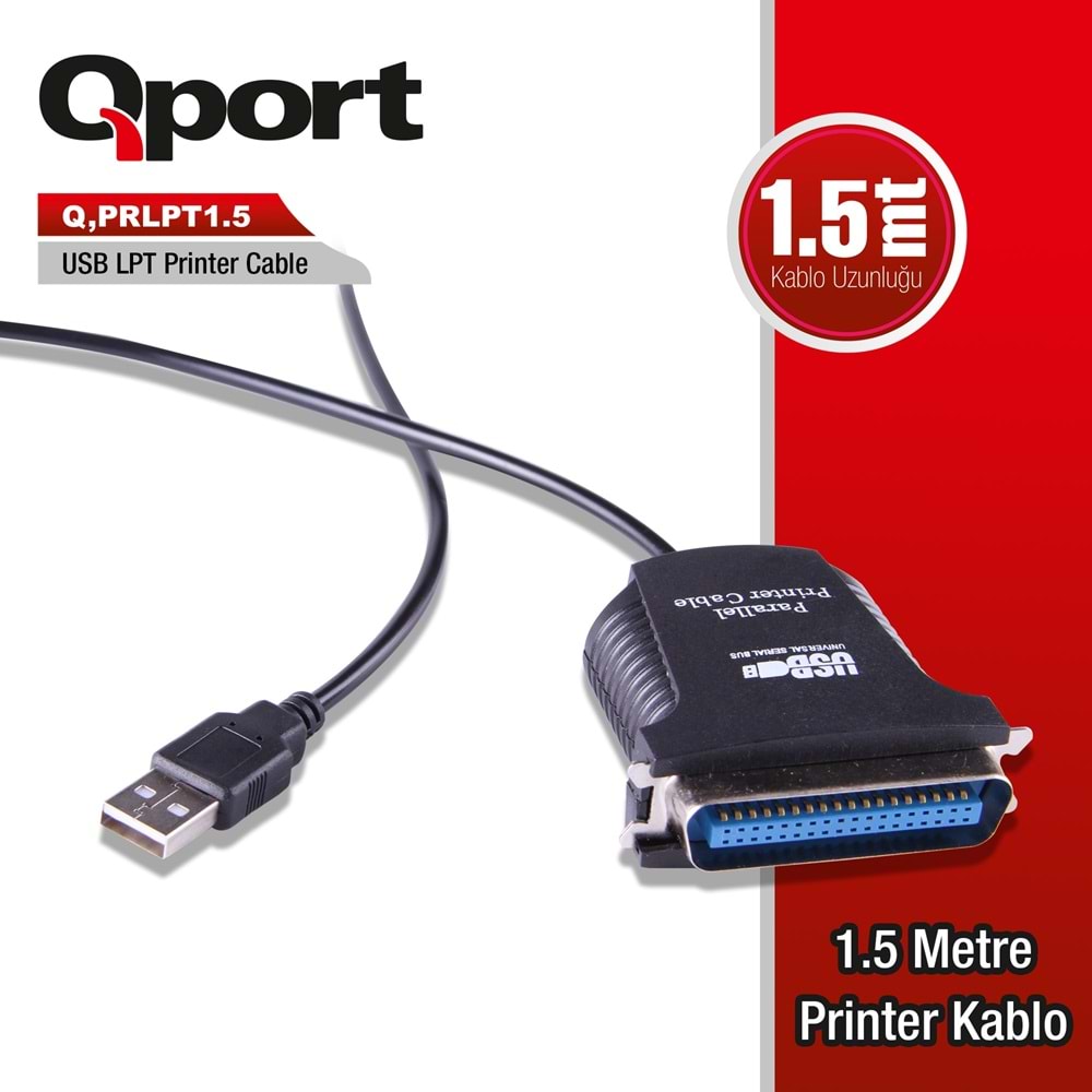 Qport Q-PRLPT1.5 1,5m USB=>(LPT)Paralel çevirici kablo