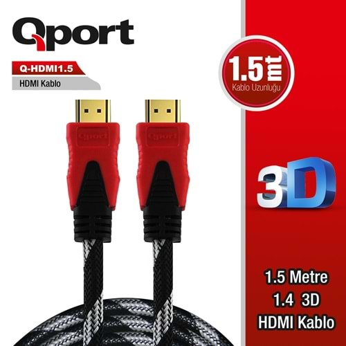 Qport Q-HDMI1.5 1,5m HDMI Altın uçlu 3D V1.4 kablo