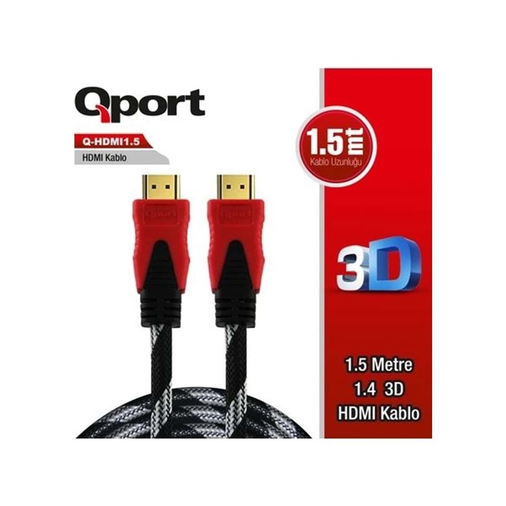 Qport Q-HDMI151 1.5m 2.0V 4K altın uçlu örgülü kablo